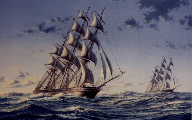 The Cutty Shark and the Thermopylae Oil Painting