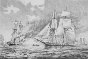 Pencil Sketch of the Battle of Lake Erie