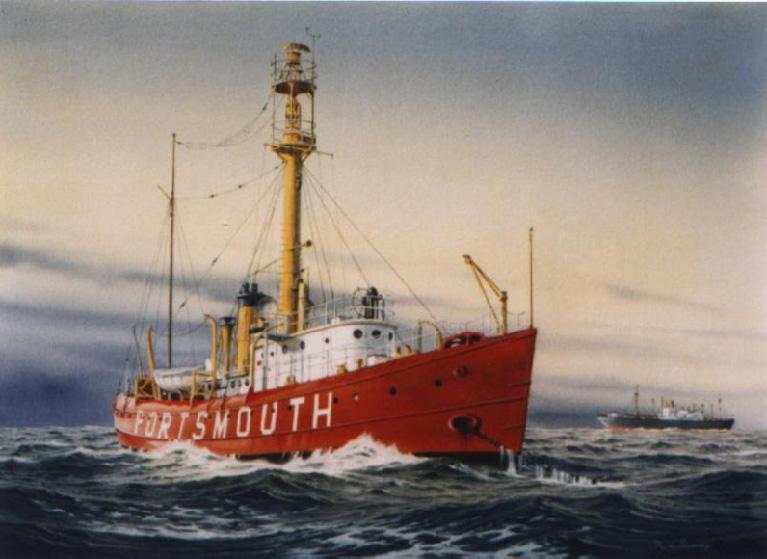 Oil Painting of the Lightship Portsmouth, Richard Moore