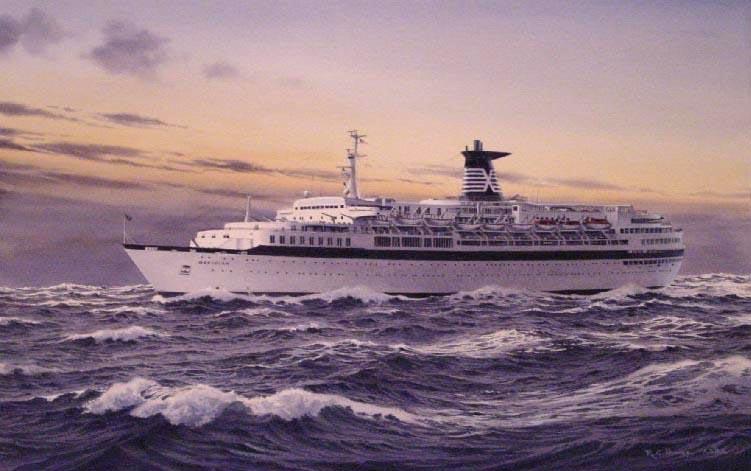 Passenger Liner Merdian - Watercoloor Painting by R C Moore
