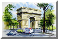 Watercolor Sketch of the Arc De Triumph, Paris France